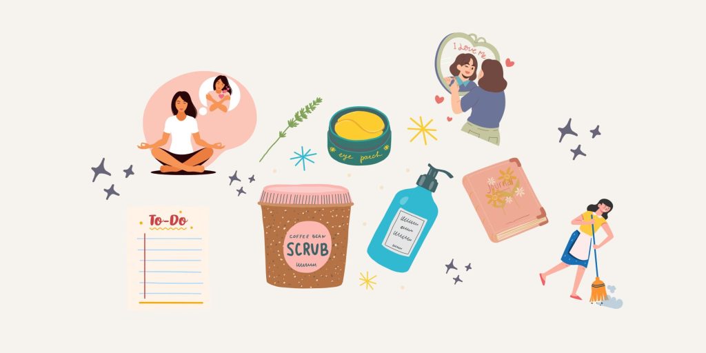 icons related to nighttime routines to help with migraine prevention such as meditation and journaling